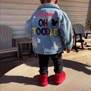 Custom Kids character denim jacket